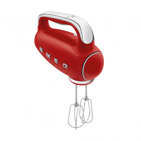 Mixer manual SMEG 50's Style HMF01RDEU, 250 W, 9 viteze, funcție Turbo, afișaj LED ascuns, cronometru, accesorii, roșu