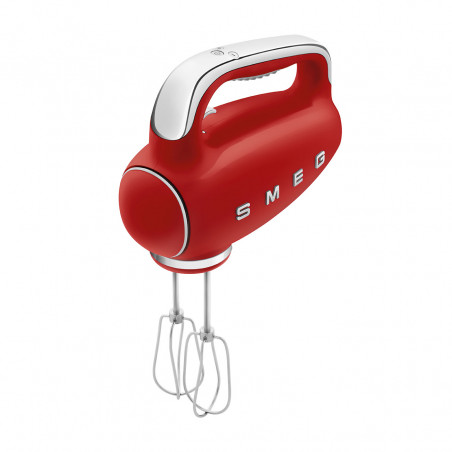 Mixer manual SMEG 50's Style HMF01RDEU, 250 W, 9 viteze, funcție Turbo, afișaj LED ascuns, cronometru, accesorii, roșu