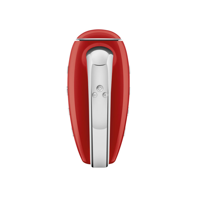 Mixer manual SMEG 50's Style HMF01RDEU, 250 W, 9 viteze, funcție Turbo, afișaj LED ascuns, cronometru, accesorii, roșu