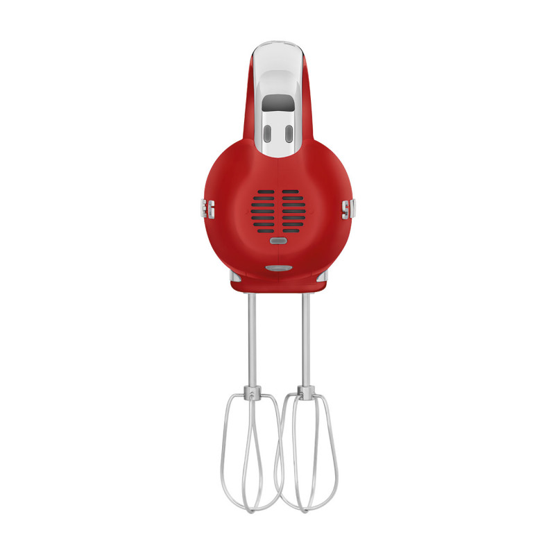 Mixer manual SMEG 50's Style HMF01RDEU, 250 W, 9 viteze, funcție Turbo, afișaj LED ascuns, cronometru, accesorii, roșu
