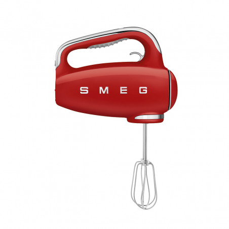 Mixer manual SMEG 50's Style HMF01RDEU, 250 W, 9 viteze, funcție Turbo, afișaj LED ascuns, cronometru, accesorii, roșu
