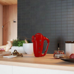 Mixer manual SMEG 50's Style HMF01RDEU, 250 W, 9 viteze, funcție Turbo, afișaj LED ascuns, cronometru, accesorii, roșu