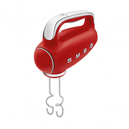Mixer manual SMEG 50's Style HMF01RDEU, 250 W, 9 viteze, funcție Turbo, afișaj LED ascuns, cronometru, accesorii, roșu