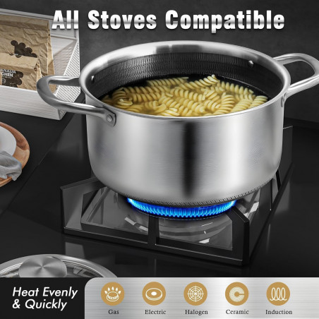 Set de oale Swiss Haus SH-ZG1012, 12 piese, Acoperire ceramica Sapphire, Cuptor pana la 260°C, Inductie, Argintiu