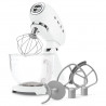 Mixer planetar SMEG SMF15WHEU, 1000 W, 4,8 l, 10 viteze, antrenare directă, picioare antiderapante, alb