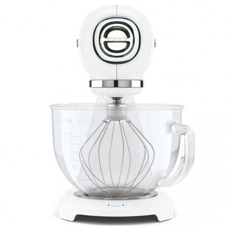 Mixer planetar SMEG SMF15WHEU, 1000 W, 4,8 l, 10 viteze, antrenare directă, picioare antiderapante, alb