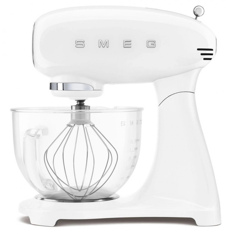 Mixer planetar SMEG SMF15WHEU, 1000 W, 4,8 l, 10 viteze, antrenare directă, picioare antiderapante, alb