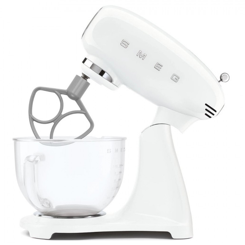 Mixer planetar SMEG SMF15WHEU, 1000 W, 4,8 l, 10 viteze, antrenare directă, picioare antiderapante, alb