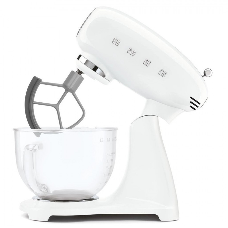 Mixer planetar SMEG SMF15WHEU, 1000 W, 4,8 l, 10 viteze, antrenare directă, picioare antiderapante, alb