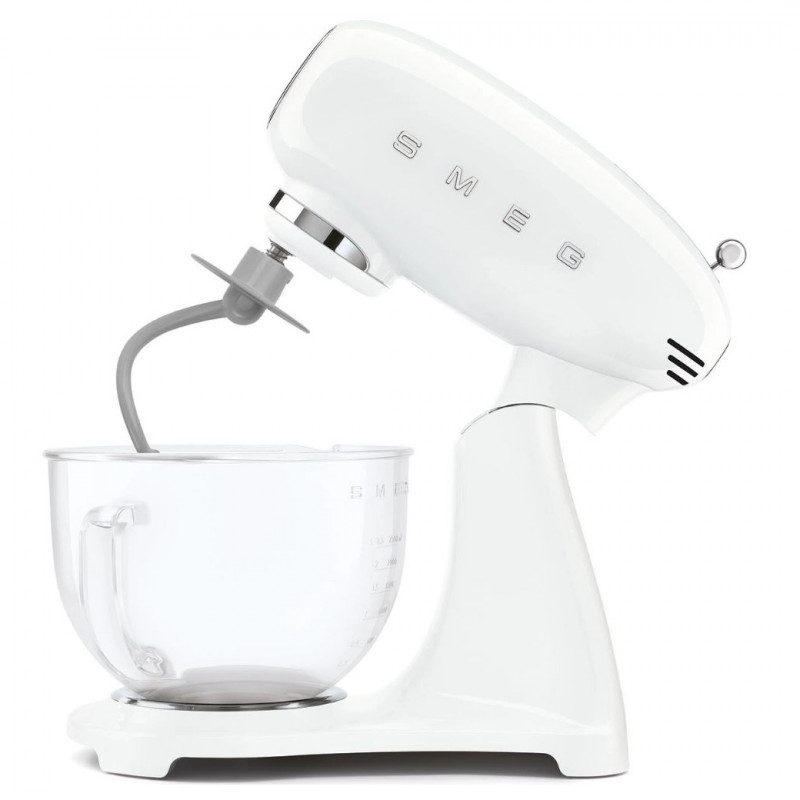 Mixer planetar SMEG SMF15WHEU, 1000 W, 4,8 l, 10 viteze, antrenare directă, picioare antiderapante, alb