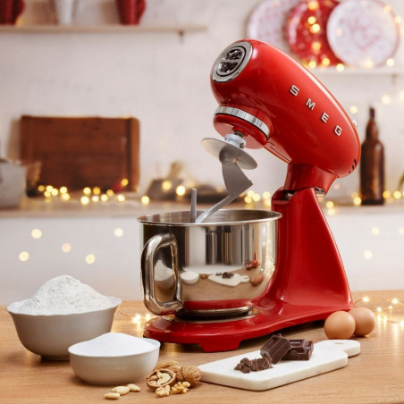 Mixer planetar SMEG SMF03RDEU, 800 W, 4,8 l, 10 viteze, funcție de pornire treptată, picioare antiderapante, roșu
