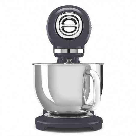 Mixer planetar SMEG SMF03GREU, 800 W, 4,8 l, 10 viteze, Functie de pornire treptata, Bol cu maner, Gri