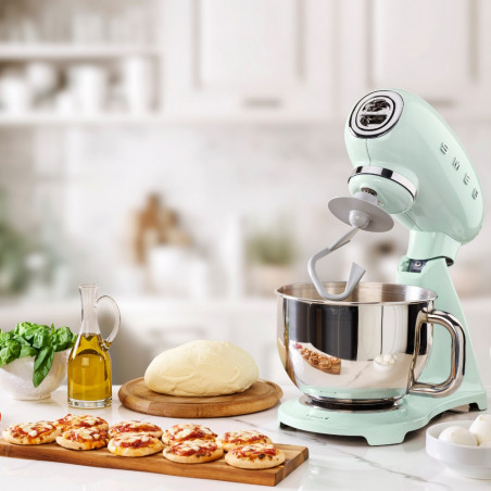 Mixer planetar SMEG SMF03PGEU, 800 W, 4,8 l, 10 viteze, funcție de pornire treptată, picioare antiderapante, verde pastel