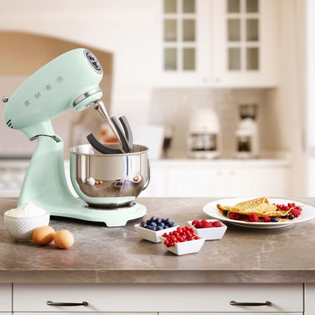 Mixer planetar SMEG SMF03PGEU, 800 W, 4,8 l, 10 viteze, funcție de pornire treptată, picioare antiderapante, verde pastel