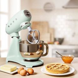 Mixer planetar SMEG SMF03PGEU, 800 W, 4,8 l, 10 viteze, funcție de pornire treptată, picioare antiderapante, verde pastel