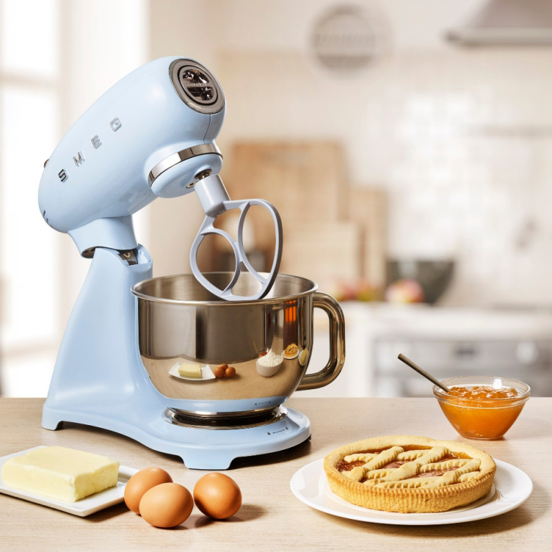 Mixer planetar SMEG SMF03PBEU, 800 W, 4,8 l, 10 viteze, funcție de pornire treptată, picioare antiderapante, albastru pastel