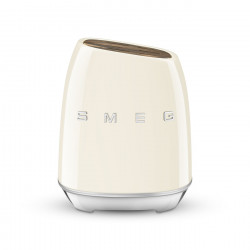 Set de cuțite cu suport SMEG KBSF02CR, 7 piese, mânere din lemn de salcâm, oțel inoxidabil german, culoare crem