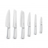Set de cuțite cu suport SMEG KBSF02CR, 7 piese, mânere din lemn de salcâm, oțel inoxidabil german, culoare crem