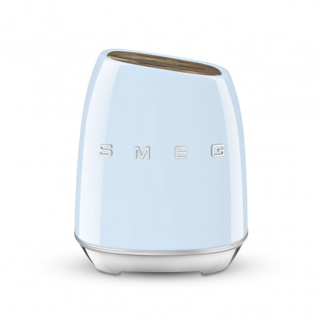Set de cuțite cu suport SMEG KBSF02PB, 7 piese, mânere din lemn de salcâm, oțel inoxidabil german, albastru pastel