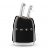 Set de cuțite cu suport SMEG KBSF02BL, 7 piese, mânere din lemn de salcâm, oțel inoxidabil german, negru