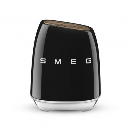 Set de cuțite cu suport SMEG KBSF02BL, 7 piese, mânere din lemn de salcâm, oțel inoxidabil german, negru