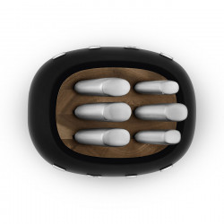 Set de cuțite cu suport SMEG KBSF02BL, 7 piese, mânere din lemn de salcâm, oțel inoxidabil german, negru