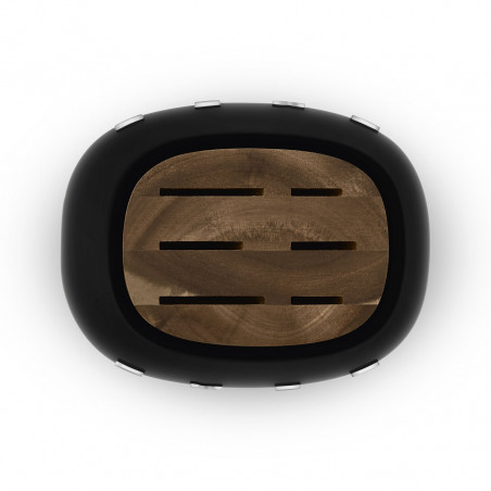 Set de cuțite cu suport SMEG KBSF02BL, 7 piese, mânere din lemn de salcâm, oțel inoxidabil german, negru