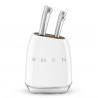 Set de cuțite cu suport SMEG KBSF02WH, 7 piese, mânere din lemn de salcâm, oțel inoxidabil german, alb