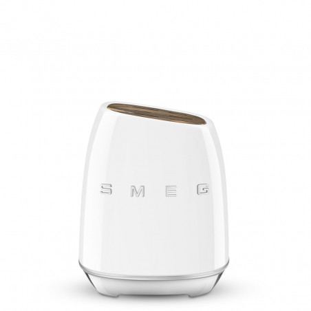 Set de cuțite cu suport SMEG KBSF02WH, 7 piese, mânere din lemn de salcâm, oțel inoxidabil german, alb