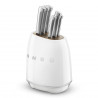 Set de cuțite cu suport SMEG KBSF02WH, 7 piese, mânere din lemn de salcâm, oțel inoxidabil german, alb