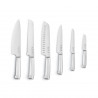 Set de cuțite cu suport SMEG KBSF02WH, 7 piese, mânere din lemn de salcâm, oțel inoxidabil german, alb