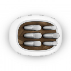 Set de cuțite cu suport SMEG KBSF02WH, 7 piese, mânere din lemn de salcâm, oțel inoxidabil german, alb