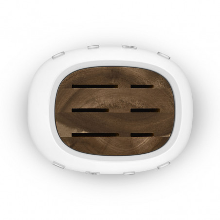 Set de cuțite cu suport SMEG KBSF02WH, 7 piese, mânere din lemn de salcâm, oțel inoxidabil german, alb