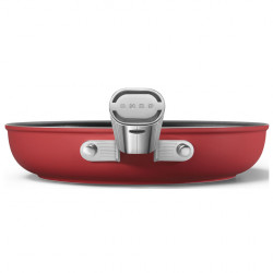 Tigaie cu capac SMEG CKFF2401RDM, 1,9 l, Ø24 cm, acoperire cu teflon, până la 250 °C, fără PFAS, pentru plite cu inducție, roșie