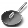 Tigaie cu capac SMEG CKFF2401BLM, 1,9 l, Ø24 cm, acoperire cu teflon, până la 250 °C, fără PFAS, pentru plite cu inducție, negru