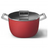 Oală SMEG CKFC2611RDM, 7,7 l, Ø26 cm, acoperire cu teflon, până la 250 °C, pentru plite cu inducție, roșie