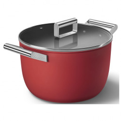 Oală SMEG CKFC2611RDM, 7,7 l, Ø26 cm, acoperire cu teflon, până la 250 °C, pentru plite cu inducție, roșie