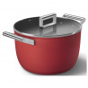 Oală SMEG CKFC2611RDM, 7,7 l, Ø26 cm, acoperire cu teflon, până la 250 °C, pentru plite cu inducție, roșie