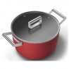 Oală SMEG CKFC2611RDM, 7,7 l, Ø26 cm, acoperire cu teflon, până la 250 °C, pentru plite cu inducție, roșie