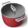 Oală SMEG CKFC2611RDM, 7,7 l, Ø26 cm, acoperire cu teflon, până la 250 °C, pentru plite cu inducție, roșie