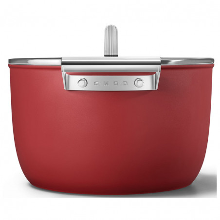 Oală SMEG CKFC2611RDM, 7,7 l, Ø26 cm, acoperire cu teflon, până la 250 °C, pentru plite cu inducție, roșie