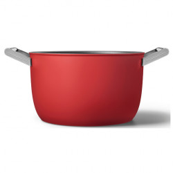 Oală SMEG CKFC2611RDM, 7,7 l, Ø26 cm, acoperire cu teflon, până la 250 °C, pentru plite cu inducție, roșie