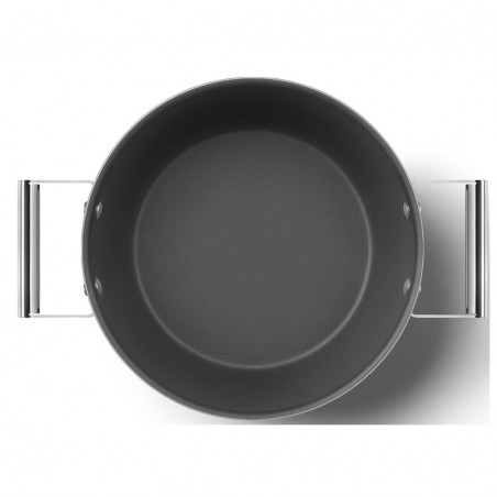 Oală SMEG CKFC2611RDM, 7,7 l, Ø26 cm, acoperire cu teflon, până la 250 °C, pentru plite cu inducție, roșie
