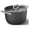 Oală SMEG CKFC2611BLM, 7,7 l, Ø26 cm, acoperire cu teflon, până la 250 °C, pentru plite cu inducție, negru
