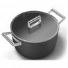Oală SMEG CKFC2611BLM, 7,7 l, Ø26 cm, acoperire cu teflon, până la 250 °C, pentru plite cu inducție, negru