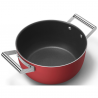 Oală SMEG CKFC2411RDM, 4,8 l, Ø24 cm, acoperire cu teflon, până la 250 °C, pentru plite cu inducție, roșie