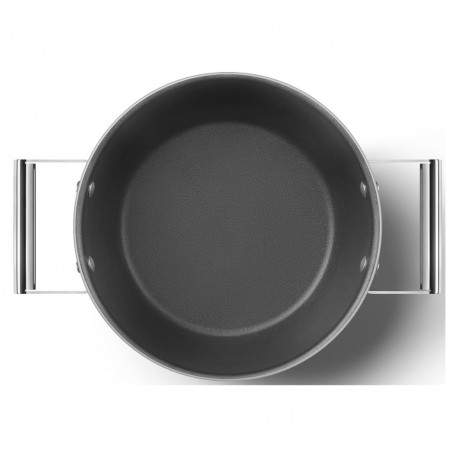 Oală SMEG CKFC2411RDM, 4,8 l, Ø24 cm, acoperire cu teflon, până la 250 °C, pentru plite cu inducție, roșie