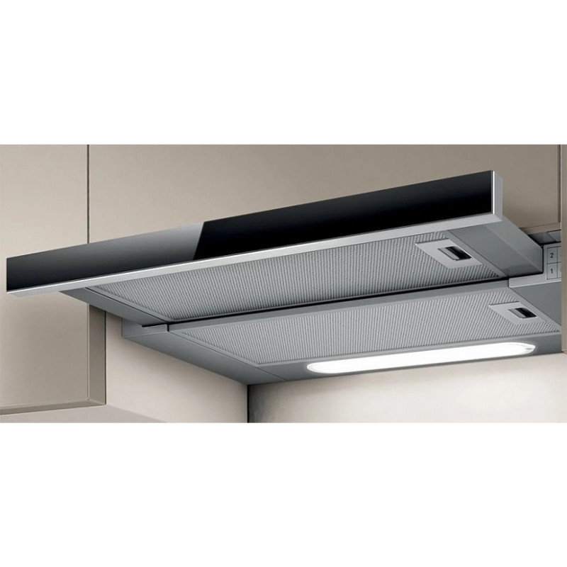 Hota de bucătărie încastrabilă Elica Elite 14 Lux GRVT 60, 121 W, 60 cm, Clasa D, 304 m³/h, iluminare LED, Gri/Negru
