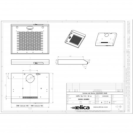 Hota Elica Verve WH 60, 52 W, 60 cm, clasa C, 205 m³/h, iluminare LED, alb