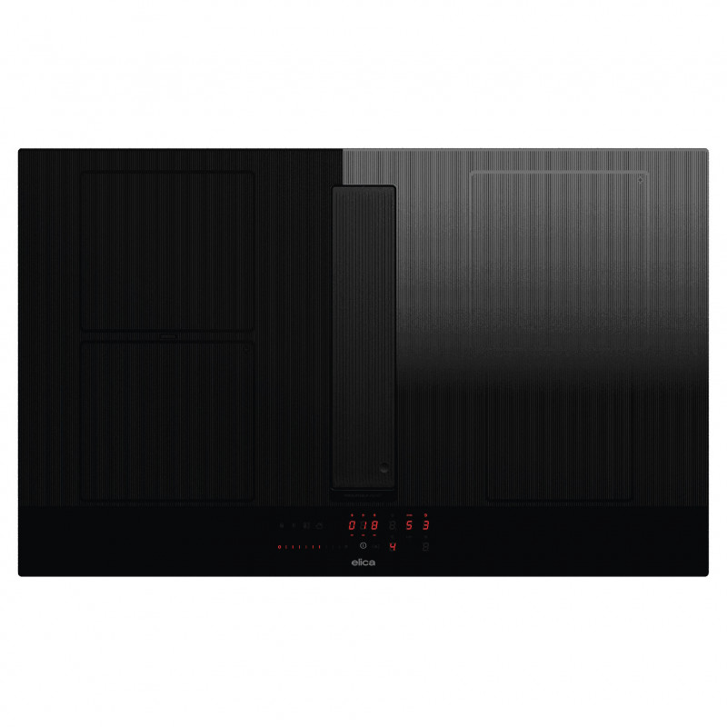 Placă de gătit cu sistem de aspirare încorporat Elica Nikola Tesla Velvet BL/A/83, 7,2 kW, Capacitate de aspirare 620 m³/h, Autocapture, Comfort Silence, Bridge Zone, Stop&Go, Negru